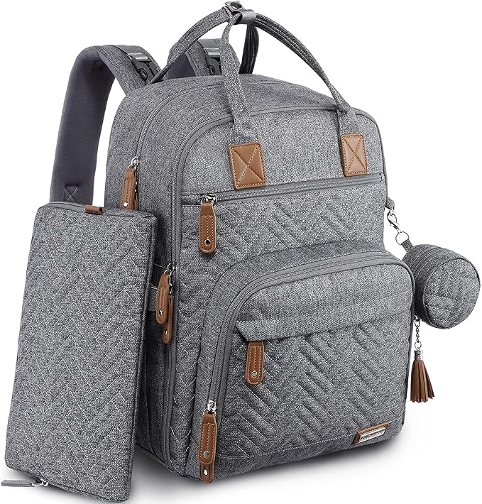 iniuniu Baby Diaper Bag Backpack, 4 in 1 kit Large Capacity Travel Backpack | Waterproof Backpack for Moms Dads,Travel Backpack with Pouch,Washable Changing Pad, Baby Essentials by iniuniu