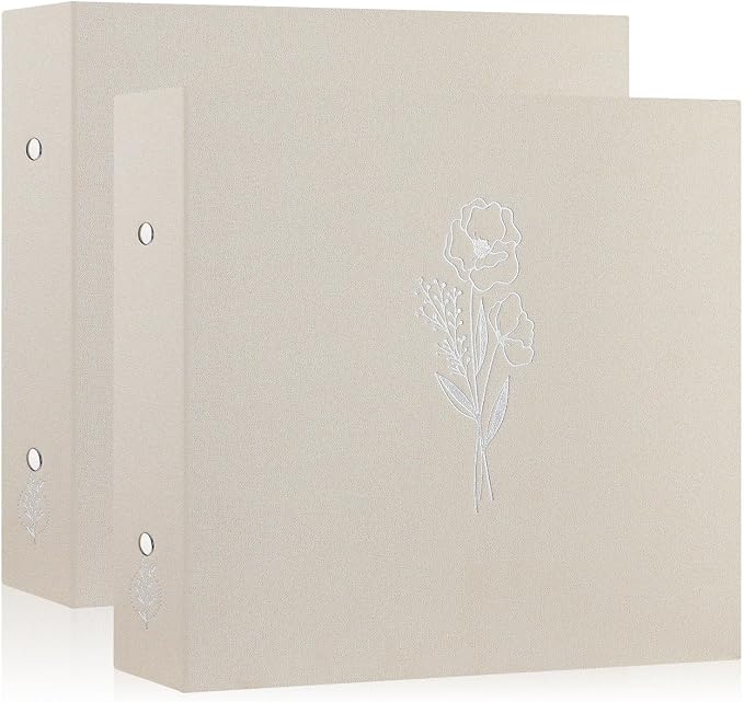 Lanpn Scrapbook Photo Album 12x12 2 Packs, Linen Cover Archival Acid Free Top Load 3 Ring Binder Folder Photo Book 12 x 12 with 30 Plastic Sleeves 60 Pages Beige by Lanpn