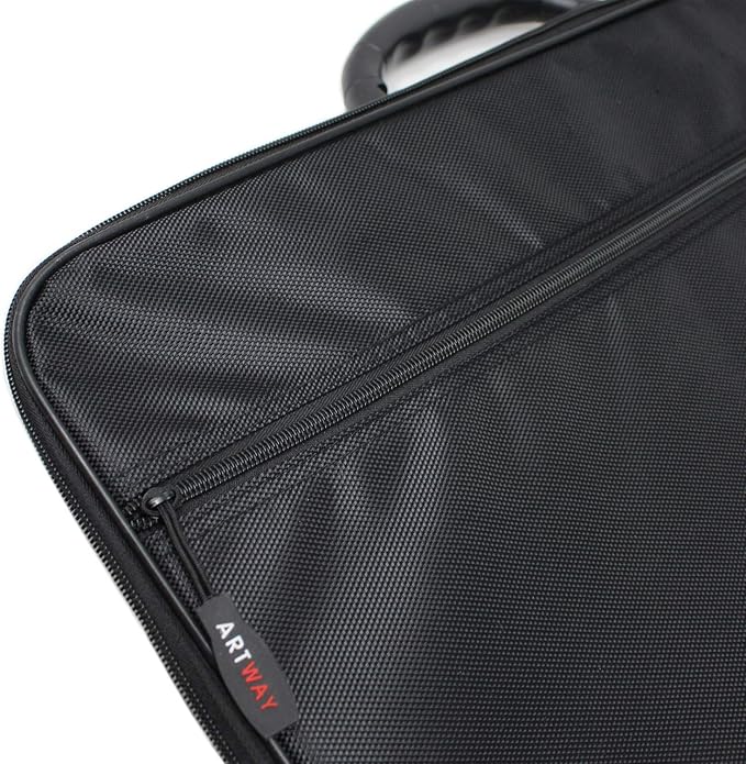 Artway A3 Art Portfolio Case - Art Storage Folder with Carry Handle/Shoulder Strap, Internal/External Pockets and Internal Securing Strap (No Rings) - Black - Image 4