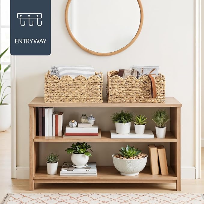 Best Choice Products 16x12 Scalloped Shelf Baskets, Woven Storage Bins, Storage Organizers for Pantry, Living Room, Bedroom, Nursery & Laundry, 2 Pack - Natural - Image 7