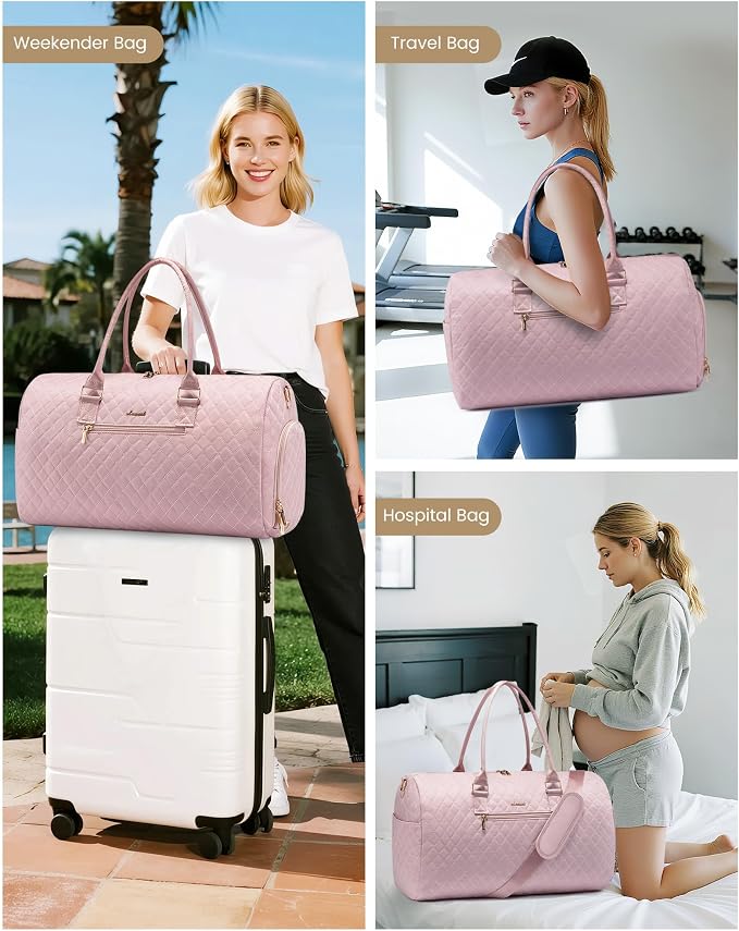 LOVEVOOK Travel Duffle Bag, Weekender Bag for Women with Toiletry Bag, Carry on Overnight Bag with Shoe Compartment, Gym Duffel Bag with Wet Pocket, Mommy Hospital Bags for Labor and Delivery - Image 5