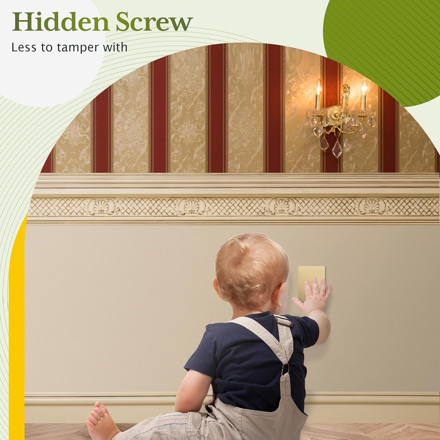 TG Mid-Size Screwless Blank Wall Plate, Child Safe Blank Device Outlet Cover, Medium Size 1-Gang 4.88" H x 3.11" L, Polycarbonate Thermoplastic, UL Listed, SP-MB1-GD, Gold (1 Pack)