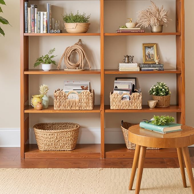 GRANNY SAYS Wicker Storage Basket, Shelf Baskets with Scalloped Edge | Scalloped Water Hyacinth Basket, Storage Wicker Basket for Pantry, Water Hyacinth Baskets with Scalloped Edge, Woven Baskets - Image 7