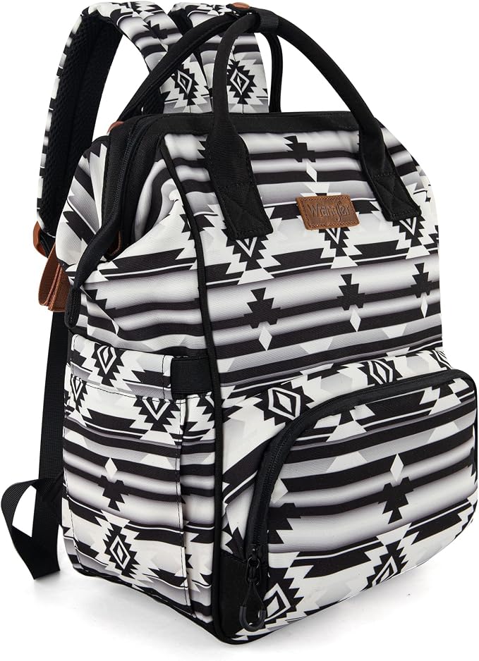 Wrangler Aztec Backpack Organized Daypack Travel Baby Bag with Stroller Strap and Side Bottle Pockets WG2204-9110BK by Wrangler%C2%AE