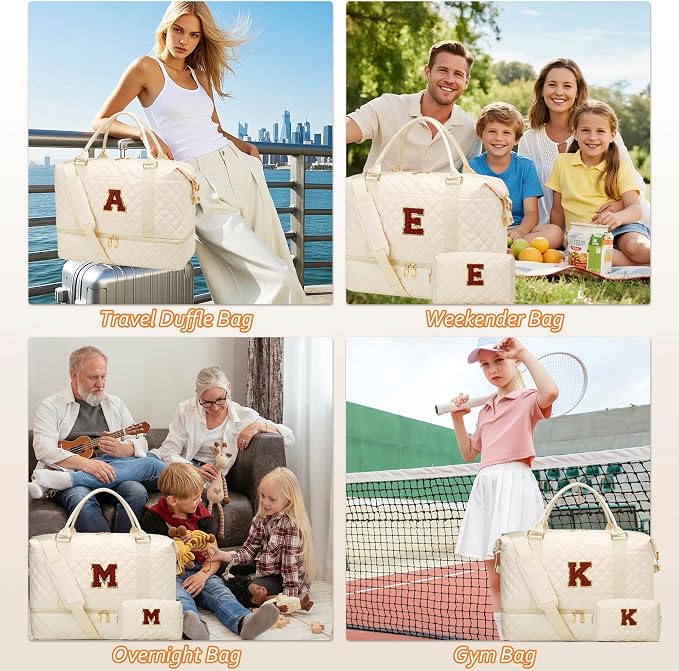 Gift for Teenager Girls Travel Weekend Duffle Bag(Beige,J) | Travel Gifts for Women-Overnight Bags with Toiletry Bag-Weekender Bags with Shoe Compartment for Travel - Image 8