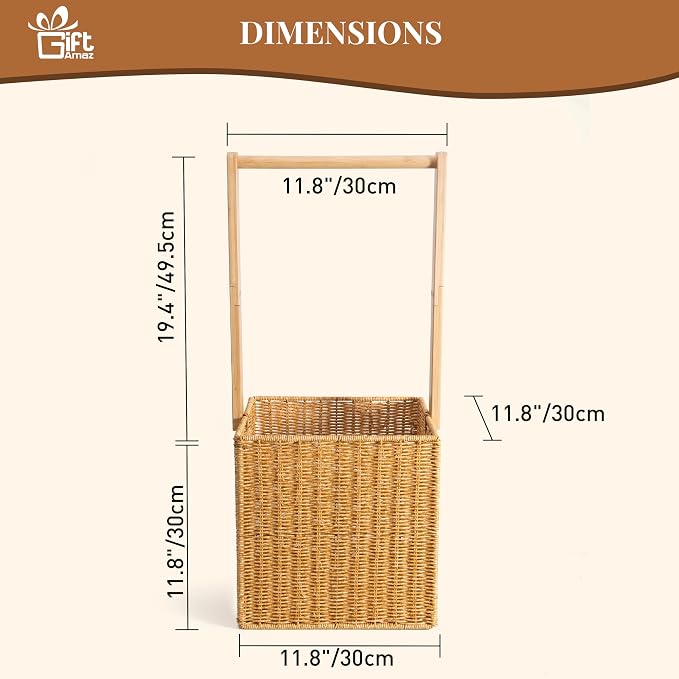 GiftAmaz Baby Shower Crate Closet, Large Hand-Woven Rattan Storage Crates with Handle, Baby Shower Gifts, Baby Welcome Box Nursery Basket for Newborn Boys Girls, Pregnancy Gifts for New Parents - Image 7