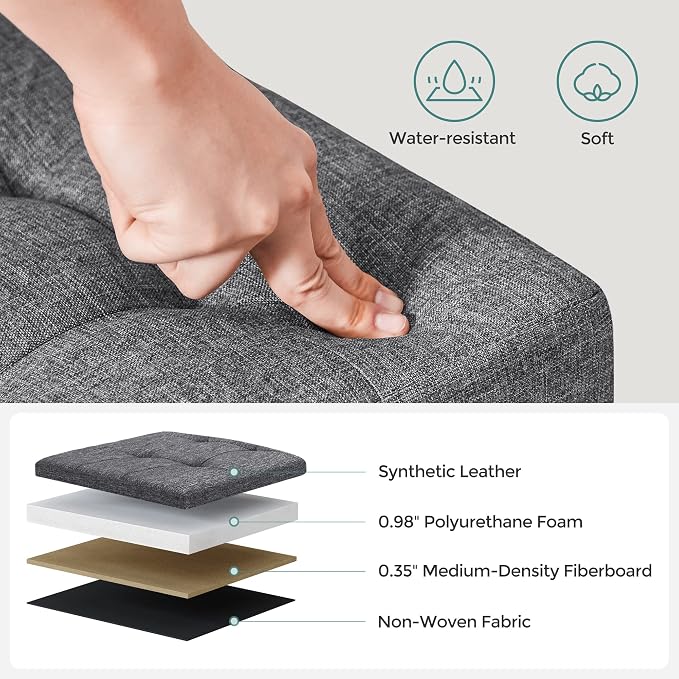 SONGMICS MAZIE Collection - 43 Inches Storage Ottoman, Foldable Storage Bench with Flipping Lid, 660 lb Load Capacity, for Entryway, Living Room, Bedroom, Dark Gray ULSF76GYZ - Image 7