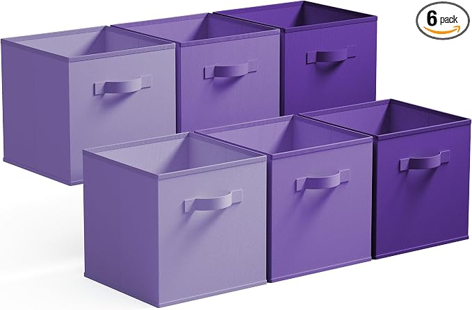GRANNY SAYS 11 Inch Cube Storage Bins, Purple Gradient, 6-Pack | Collapsible Cube Storage Organizer with Thickened Base Plate, Sturdy Handles, Decorative Baskets for Shelves, Closet by GRANNYSAYS