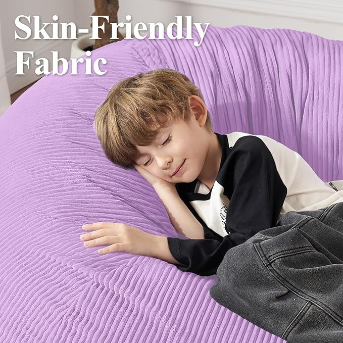 5FT Bean Bag Chair for Adults,Gaint Teardrop Beanbag with Filler | Beanbag Chair with Memory Foam Filled,Bean Bags with Handy Handle&Machine Washable Cover for Living Room,Bedroom-Purple - Image 7