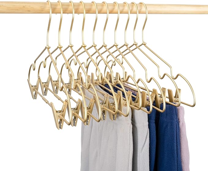 Gold Metal 12.6" Baby Clothes Clips Hanger, 30 Pack Children Kids Coat Hanger Display and Storage,Heavy Duty Standard Metal Hangers with Non-Slip Design,Space Saving Organizer - Image 4