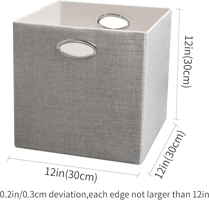 Posprica Storage Cubes, 12×12 Collapsible Storage Basket Bins,Heavy Duty Fabric Containers, 4pcs, Sliver Grey - Image 2