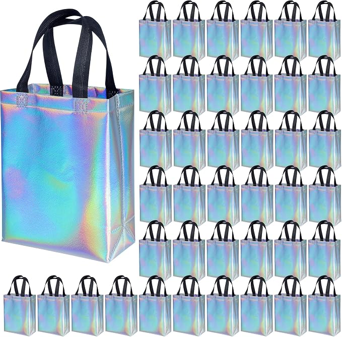 BLEWINDZ 100 Medium Reusable Gift Bags with Handles - Ideal Party Favors & Shopping Bags (10 Colors) by BLEWINDS