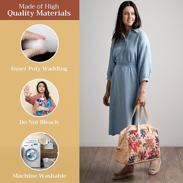 Maison d' Hermine Weekender Bags for Women Cotton Quilted Duffel Overnight Luggage Weekend Bag for Men Gym Gifts Travel | Overnight Luggage Weekend Bag for Men Gym Sports Gifts Duffle bag Business Travellers Trip Spring Summer - Image 2