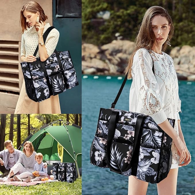 IBFUN Utility Tote Bag with 24 Pockets, Large Teacher Travel Tote for Women | Large Work Tote Bag 2pcs with Zipper for Travel Daily School Teacher Nurse, Large Lightweight Laptop Shoulder Bag Handbag - Image 7