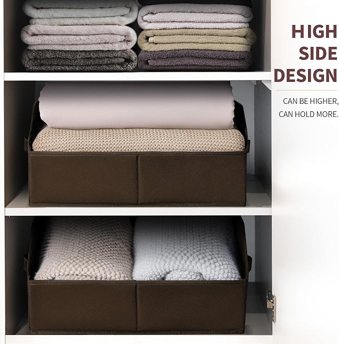 Trapezoid Closet Storage Bins - Large Fabric Baskets for Organizing, Storage Baskets for Shelves, Cube Organizer Bins for Home, Closet, Dorm, 6 Pack, Brown - Image 4