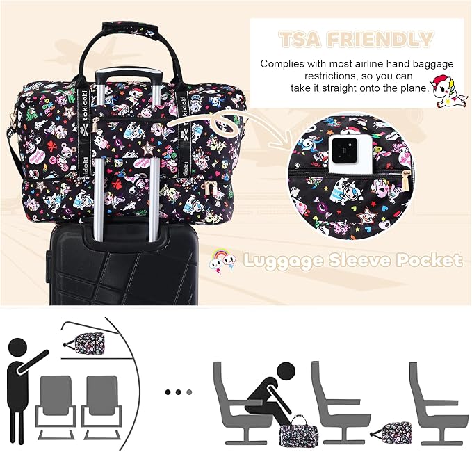 tokidoki Travel Duffle Bag, Weekender with Shoe Compartment Toiletry Bag | many compartments: laptop sleeve, wet-dry pocket, trolley sleeve. Includes toiletry bag. Carry-on. - Image 5
