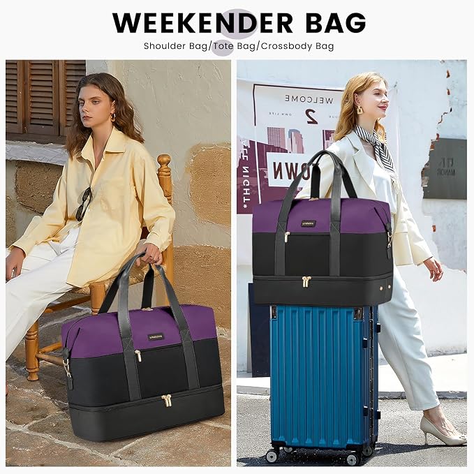 LOVEVOOK Weekender Bag for Women, Large Duffle Bag for Travel with 2 Packing Cubes, Carry on Overnight Bag with Shoe Compartment, Mom Hospital Bags for Labor and Delivery - Image 3