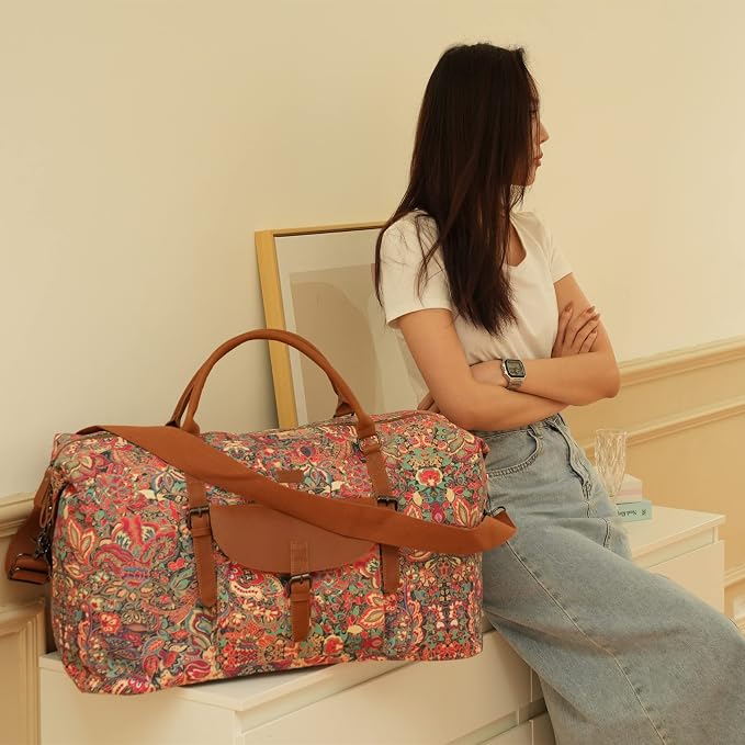 Oversized Pretty Women's Travel Duffel Bag 52L Weekend bag Weekender Overnight Carry on Luggage HB-15 (HS) - Image 6