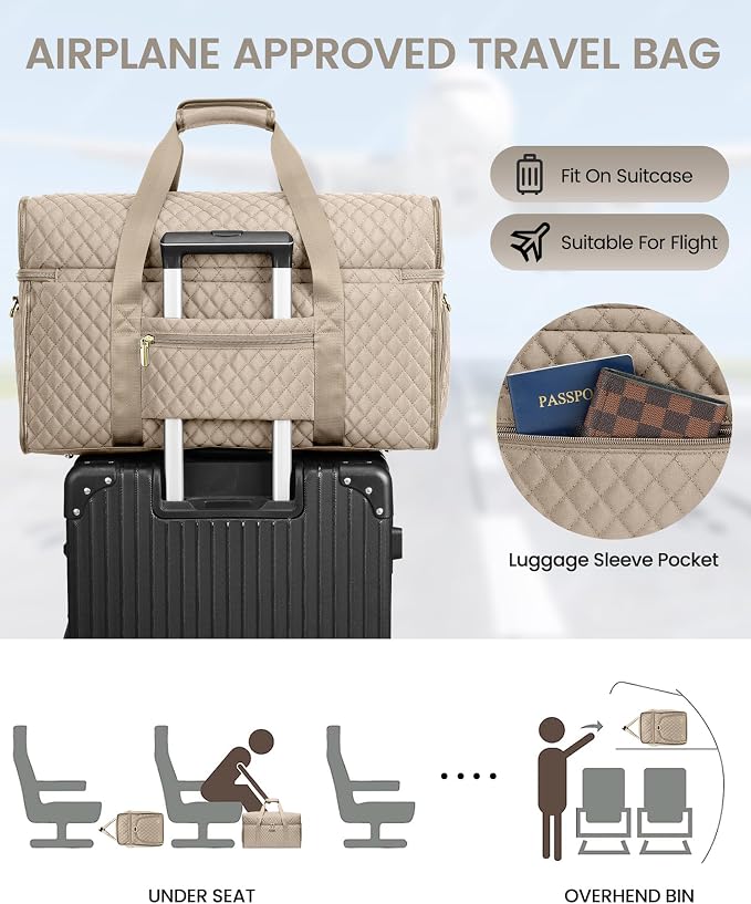 Weekender Travel Duffle Bag for Women: Overnight Bags with Shoe Compartment Carry on Bags for Airplanes with Toiletry Bag Weekend Yoga Gym Bag with Wet Pocket - Image 5