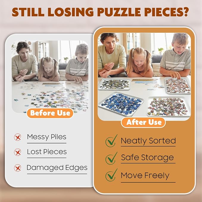 Nariolar 11.5 x 8.3 in Puzzle Sorting Trays Stackable | 6-Pack Puzzle Piece Sorter Trays for 1000/1500/2000 Pieces - Image 5