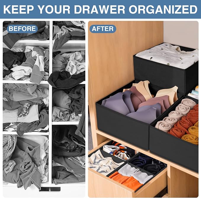 Drawer Organizer Clothes 12 Pack - Odorless Closet Organizers and Storage for Sock Underwear Bra - Dresser Organizador for Bedroom Organization -Nursery Drawer Divider Trays for Baby Clothes - Image 2