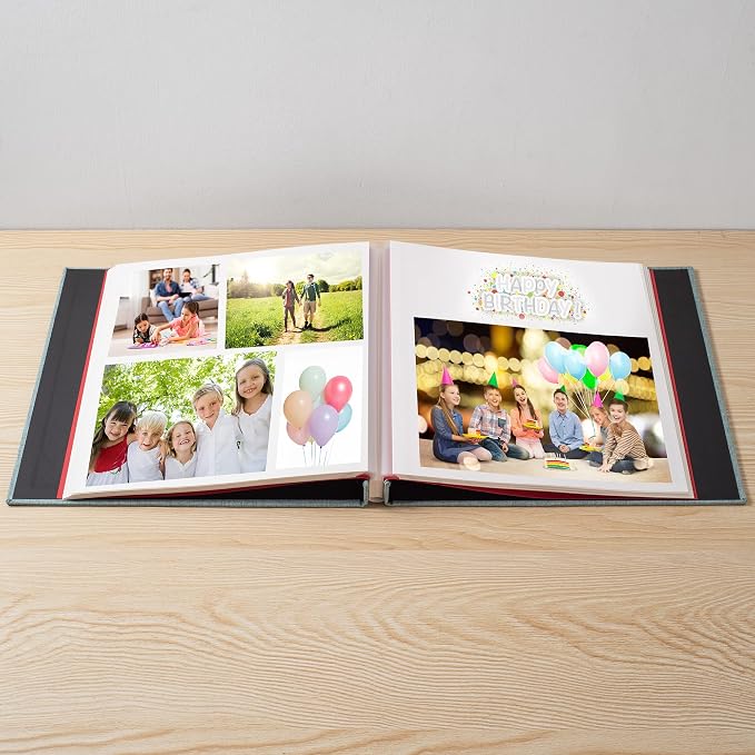 Large Photo Album Self Adhesive 4x6 5x7 6x8 8x10 Pictures Scrapbook Magnetic Album DIY Scrap Book 60 Sticky Pages Linen Cover DIY Photo Album with A Metallic Pen and DIY Accessories(Green), 11"x10.8"60 Pages - Image 2