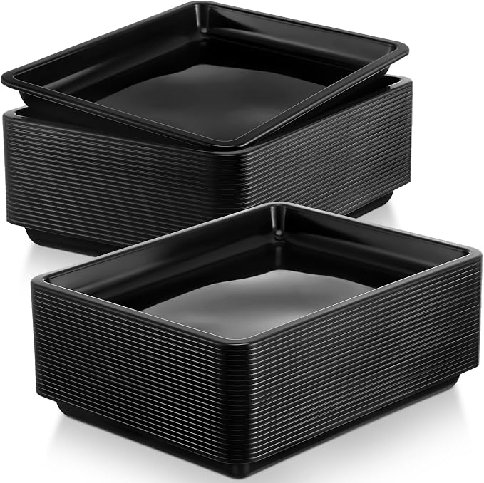 Maitys 24 Pcs Plastic Art Tray 11x8.7x1 Inch Activity Craft Tray,Black | Classroom Serving Trays, Stackable Storage, Sand Trays for School Painting Beads Crafts DIY Projects by Maitys