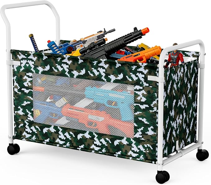 KEEGH Extra Large Toy Box for Kids, Heavy Duty Toy Storage, Camouflage | 180 L Capacity, 360° Rotating Wheels, Durable Fabric, Toy Bin for Boys and Girls, Toy Chest for Living Room, Nursery, Bedroom by KEEGH