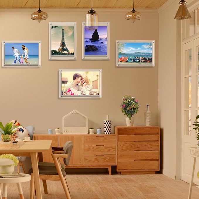 AMEITECH Acrylic Floating Picture Frame, 11x14 Double Panel Clear Wall Mount Document Certificate Frames (Inner Max Size is 9 x12.5 inch) | Wall Mount Document Certificate Frames, Transparent Hanging Pictures Frames for Gallery Wall (Inner Max Size is ... - Image 4