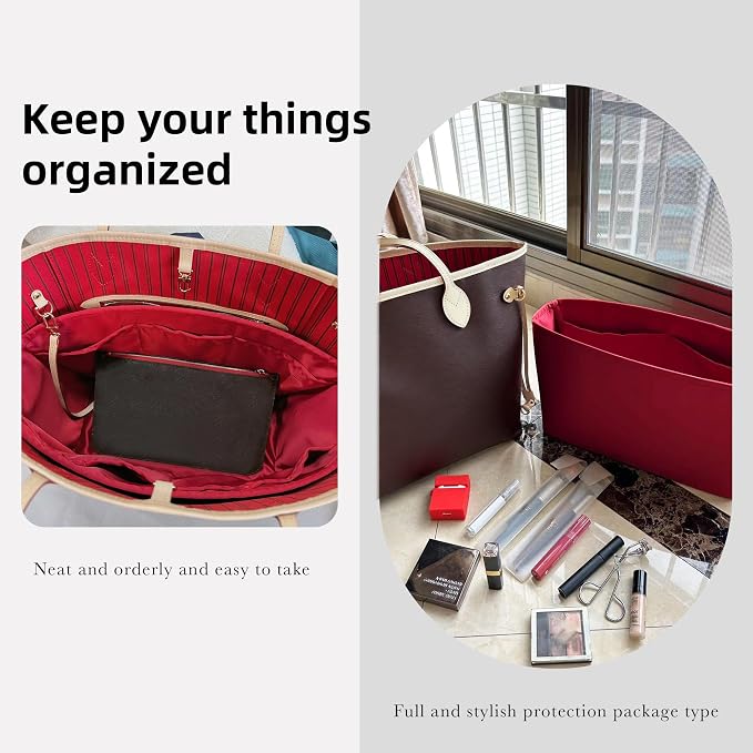 DGAZ Purse Organizer Insert Fits LV Neverfull Mini/PM/MM/GM Bags，Silk Bag Organizer，Luxury Handbag & Tote Shaper（PM） | Soft and Lightweight,Perfect Fit,Multi-pocket Storage,Bag Protector,Luxury Bag Care,Handmade,for Smooth Bag Organizer - Image 8