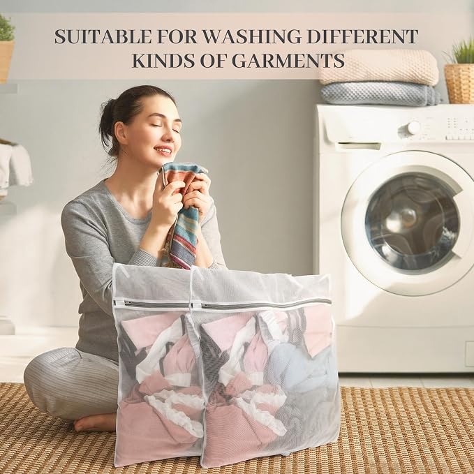 Nuenen 36 Pcs Mesh Laundry Wash Bags with Zipper Machine Washable Lingerie Bags for Washing Delicates Clothes Garment Underwear Blouse Hosiery Socks Travel (23 x 23 Inches,Gray) - Image 6