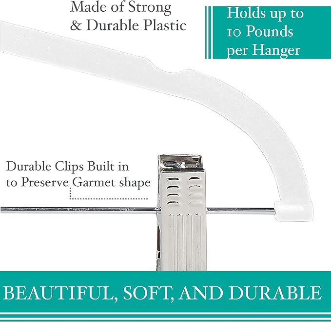 Simplify 24 Pack Velvet Hangers with Clips | Skirt and Pants | Slim Space Saving | Closet Organization | Non-Slip | Prevent Creases | Swivel Neck | Durable | White - Image 3