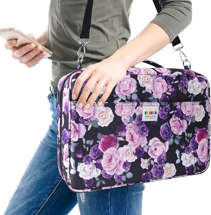 YOUSHARES 480 Slots Colored Pencil Case - Big Capacity Pen Case Organizer with Multilayer Holder large Colored Pencil Case (Purple Pink Rose) - Image 7