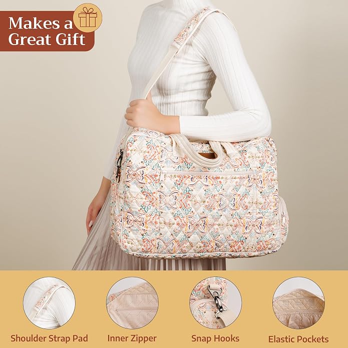 Maison d' Hermine Weekender Bags for Women Cotton Quilted Duffel Overnight Luggage Weekend Bag for Men Gym Gifts Travel | Overnight Luggage Weekend Bag for Men Gym Sports Gifts Duffle bag Business Travellers Trip Spring Summer - Image 6