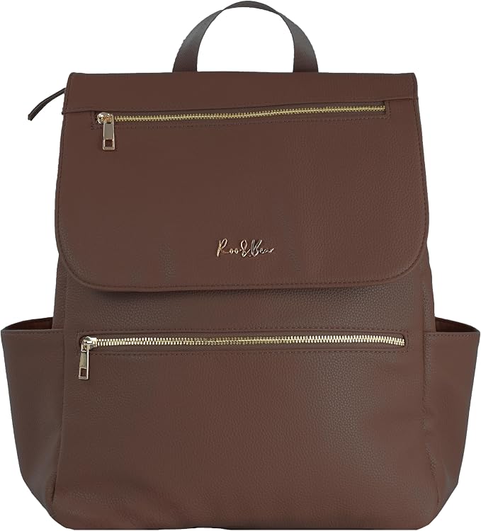 Vegan Leather Baby Backpack, with Front Zip Pocket (Chocolate) by Unknown