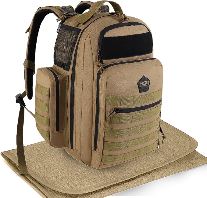 Diaper Bag Backpack with Diaper Changing Mat - Waterproof Military-Grade Baby Travel Bag - Spacious Design for Moms and Dads on the Go with Toddlers Baby Bag - Coyote Brown by HighSpeedDaddy