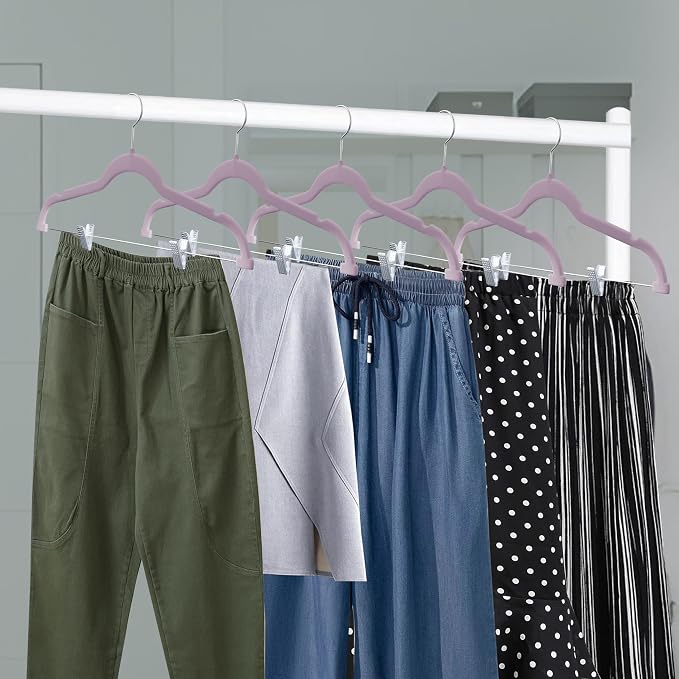 Lifemaster Velvet Skirt Hangers – with Adjustable Clips, 360 Degree Swivel Hook, and Non-Slip Shoulder Notch, Holds Up to 10 lbs, for Organizing Skirt, Pants, Dress, and Clothes, Pack of 30, Purple - Image 8