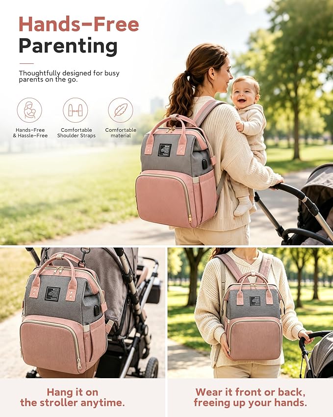 houscly Diaper Bag Backpack with Changing Station, 25L Large Capacity | Multifunction baby bag, baby registry search, baby girl newborn essentials must haves, baby shower gifts, black - Image 7