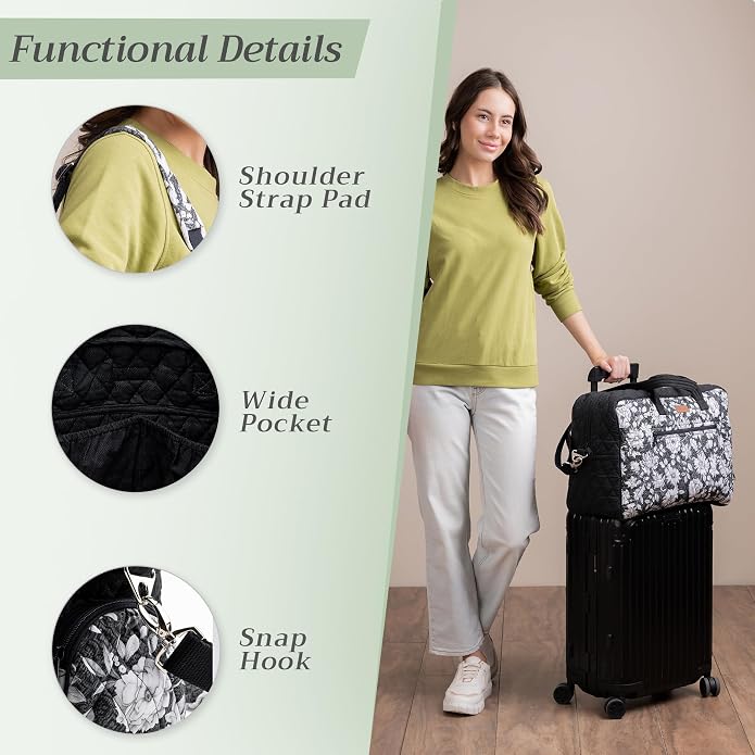 Maison d' Hermine Weekender Bags for Women Cotton Quilted Duffel Overnight Luggage Weekend Bag for Men Gym Gifts Travel | Overnight Luggage Weekend Bag for Men Gym Sports Gifts Duffle bag Business Travellers Trip Spring Summer - Image 4