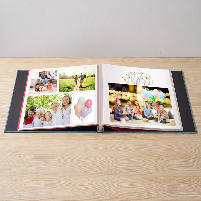 Large Photo Album Self Adhesive 4x6 8x10 10x12 13"x12.8" Magnetic Scrapbook Album 12.6"x11" Inch 40 Pages Linen Cover DIY Photo Album with A Metallic Pen and DIY Stickers(Sky Blue) - Image 2