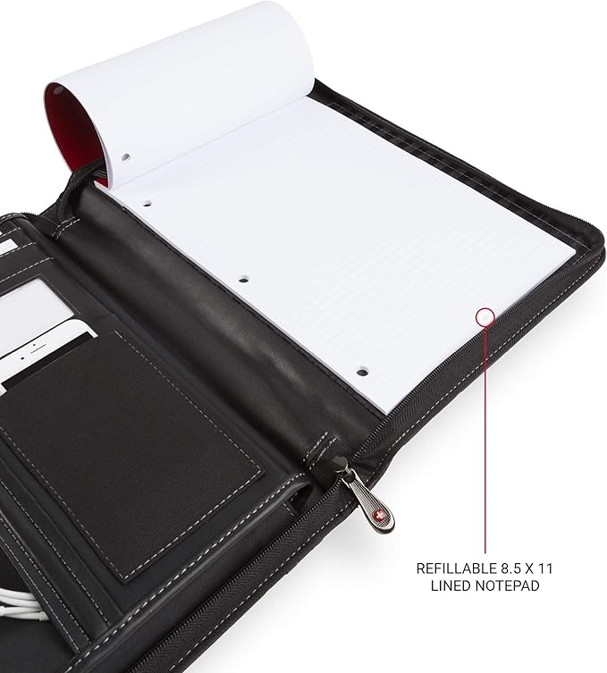 Wenger Concept Zippered Padfolio, Padded Document Organizer, Black - Image 4