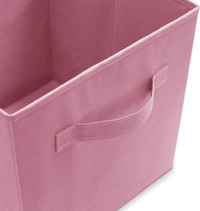 Casafield Set of 12 Collapsible Fabric Cube Storage Bins, Light Pink - 11" Foldable Cloth Baskets for Shelves, Cubby Organizers & More - Image 3