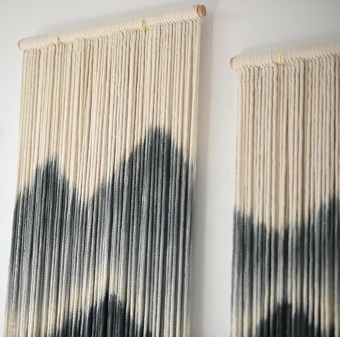 5Pcs Macrame Wall Hanging Dip Dyed Mountain Wall Decor Handmade Yarn Art | Cotton Rope Craft, Handmade Macrame Art, 5 Piece Wall Hanging Set, Ready To Hang, Wedding Decoration, Bedroom Wall Art - Image 6