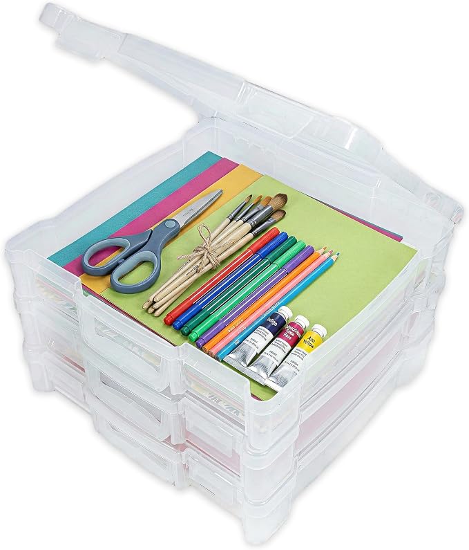 ArtBin 6913ZZ 12" x 12" Portable Art & Craft Organizer with Handle 3-Pack, [3] Plastic Storage Cases, Clear by ArtBin