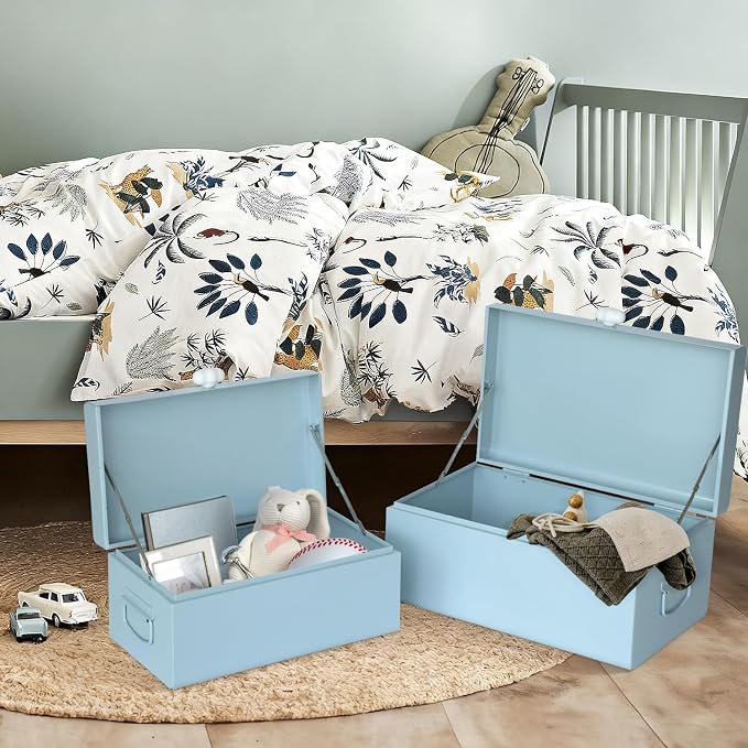 Vixdonos Large Decorative Box Set of 2 Metal Keepsake Trunk with Cloud-shaped Decorative Clasp for Reception,Wedding,Baby & Bridal Shower,17.3X10.6X8.3 Inches - Image 6