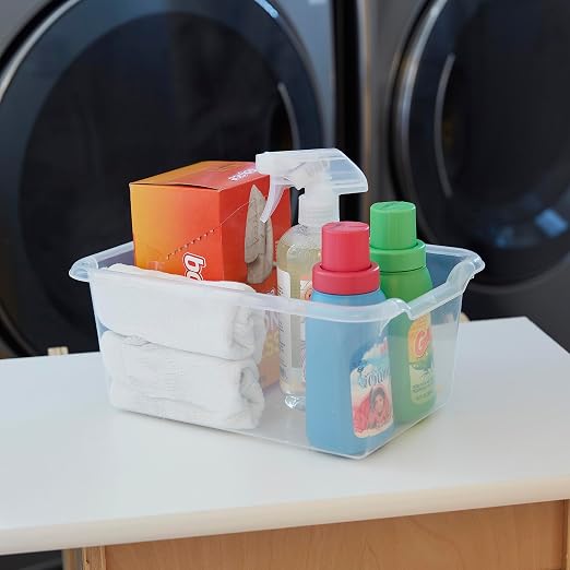 ECR4Kids Scoop Front Storage Bins, Multipurpose Organization, Clear, 25-Piece | Durable plastic, GREENGUARD Gold Certified, 1.2 gallon capacity, lightweight & nestable, built-in handle, classroom/home use - Image 10