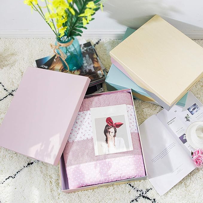 SLPR - Decorative Cardboard Photo Storage Boxes with Lids, Set of 3 | Decorative Paperboard Scrapbook Box Set for Keepsakes, Photos and Letter Papers, Large Cardboard Memory Organizers - Image 4