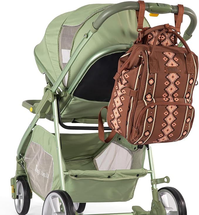 Wrangler Aztec Backpack Organized Daypack Travel Baby Bag with Stroller Strap and Side Bottle Pockets WG2204-9110CM - Image 6