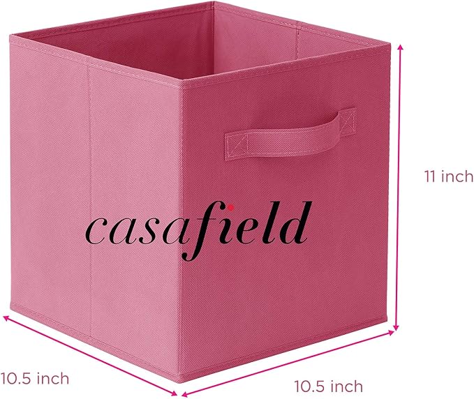 Casafield Set of 12 Collapsible Fabric Cube Storage Bins, Hot Pink - 11" Foldable Cloth Baskets for Shelves, Cubby Organizers & More - Image 7