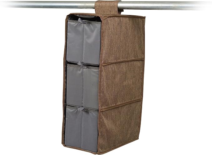 Covermates Keepsakes Hanging Shoe Organizer Set – Heavy Duty Closet Shelves for Shoes, Sweaters, and Accessories – Includes Trays with Dividers – Vertical Wardrobe Storage, Brown Heather by Covermates